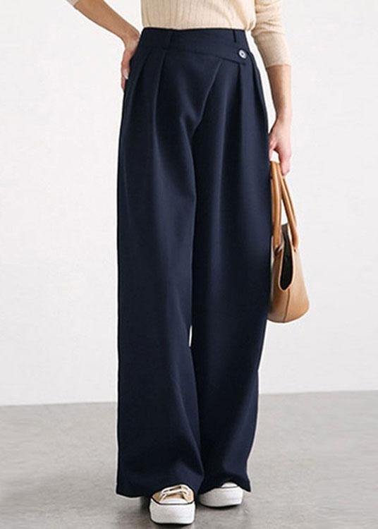 Women Casual Work Cross Button Design Wide Leg Pants
