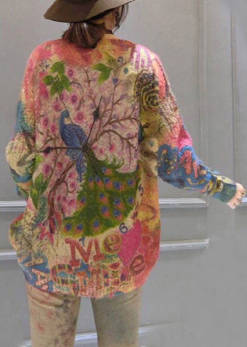 oversize vintage prints corduroy sweater thick warm long sleeve knit tops