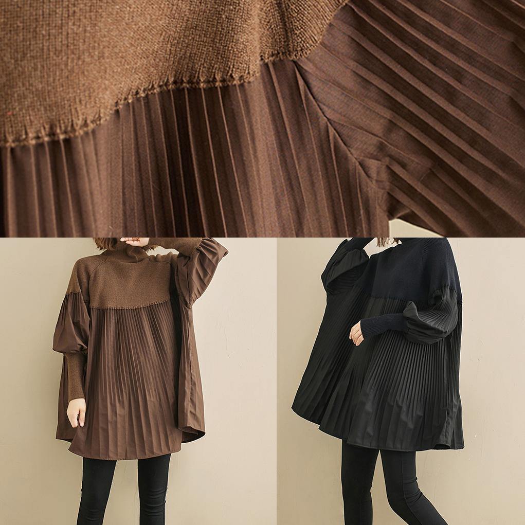 Elegant black clothes For Women high neck Cinched oversized shirts